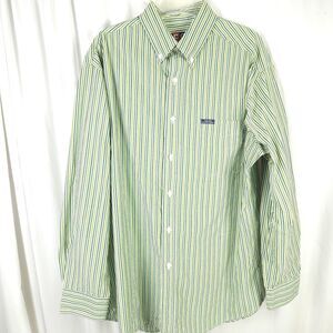 VTG Chaps Ralph Lauren Mens Large Green Striped Long Sleeve Button Up Shirt